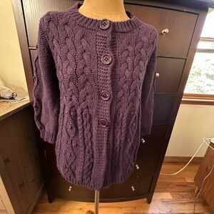 Women's Berretti Medium Purple Cable Knit 3/4 sleeve Sweater worn once